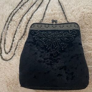 Preston & York lined gathered Satin beaded Velvet bag